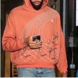 ME Track & Field Graphic Hoodie Orange Runner Sweatshirt Streetwear Art ASO XL